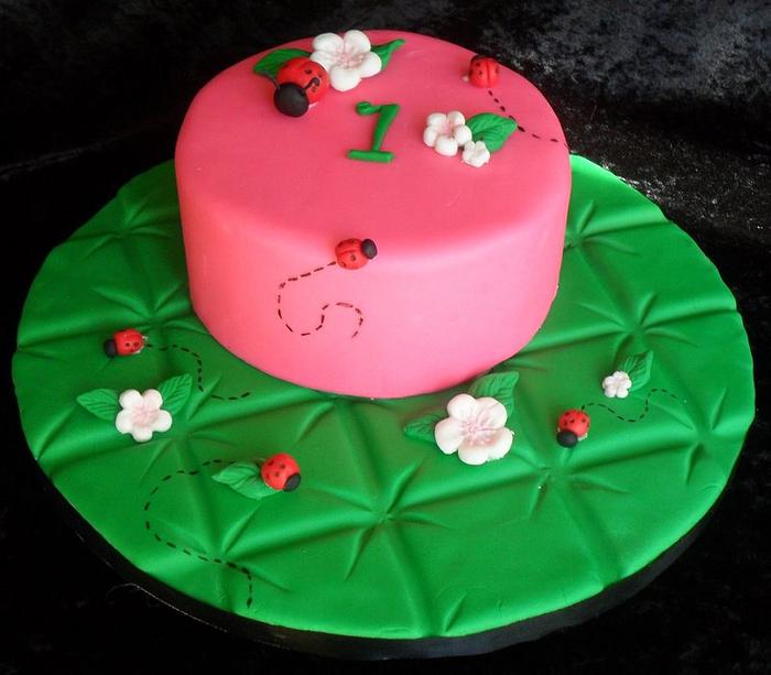 Ladybug First Birthday Cake and  Smash Cake
