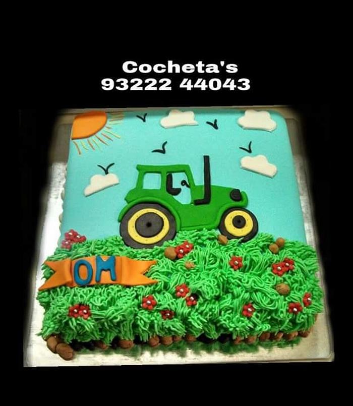 Tractor silhouette cake
