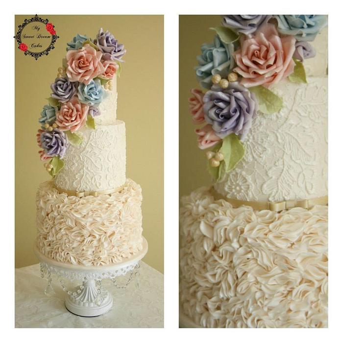 Pastel Bouquet Wedding Cake