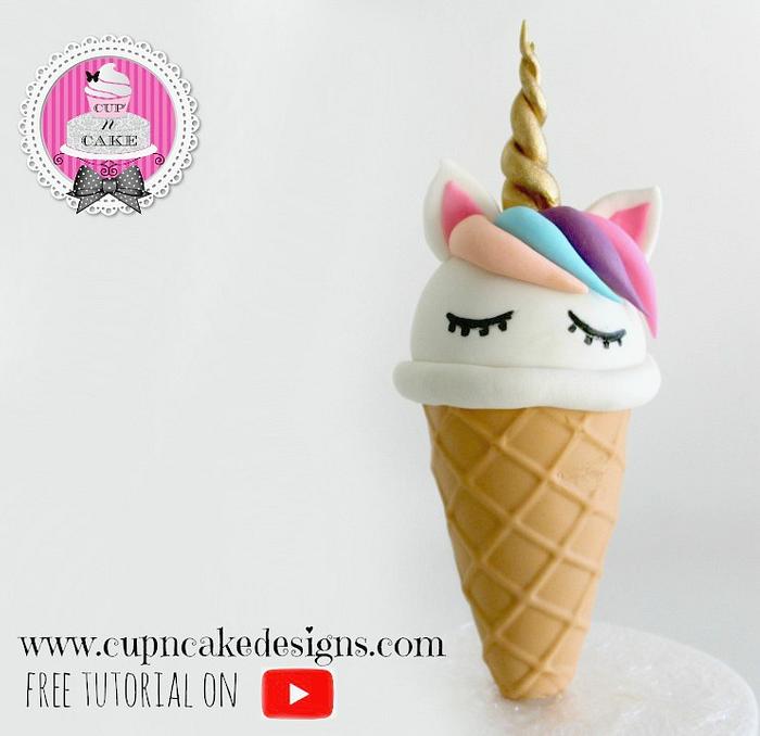 Unicorn Ice cream fondant and rice krispie cake topper