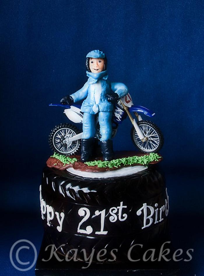 Tyre and bike 21st Birthday Cake