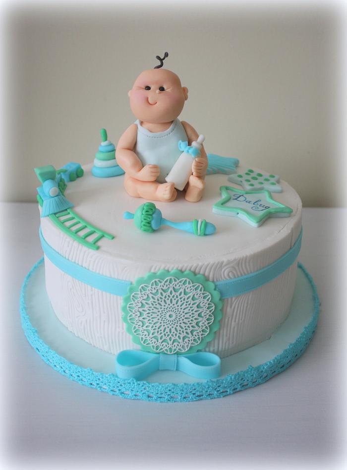 Baby blue, aqua cake