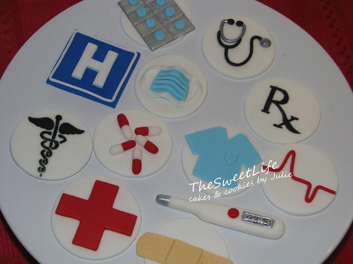 Medical cupcake toppers