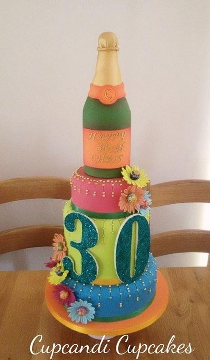 Candy coloured champagne cake