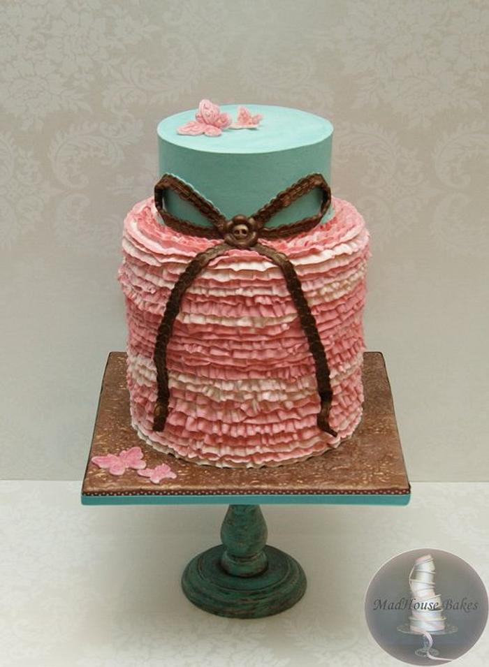 Pink Ruffled Bridal Shower Cake