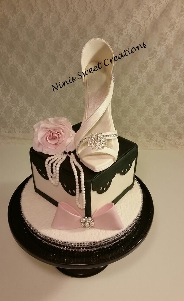 Elegant White Fondant Shoe Cake