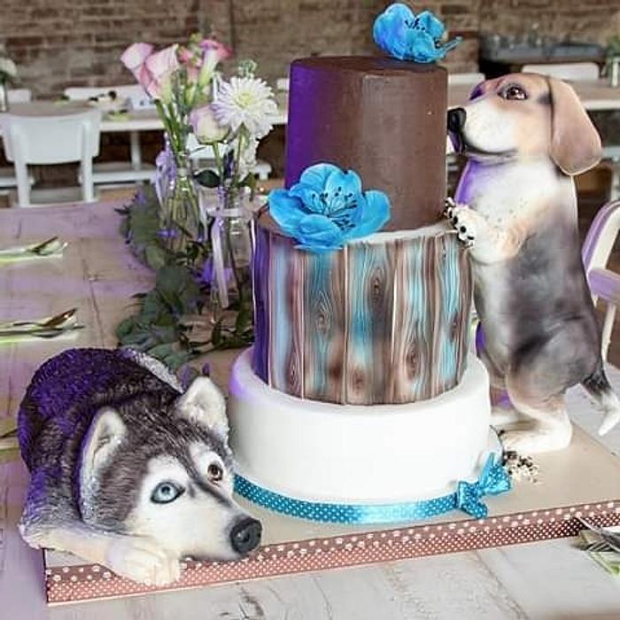 Wedding cake with dogs