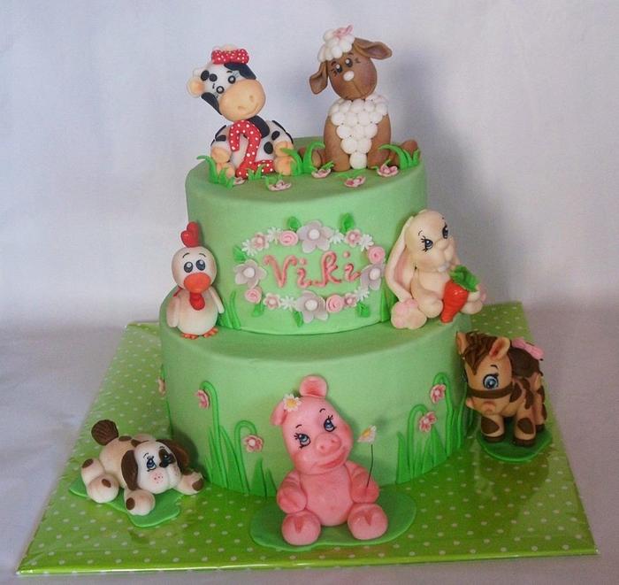 Cake with farm animals