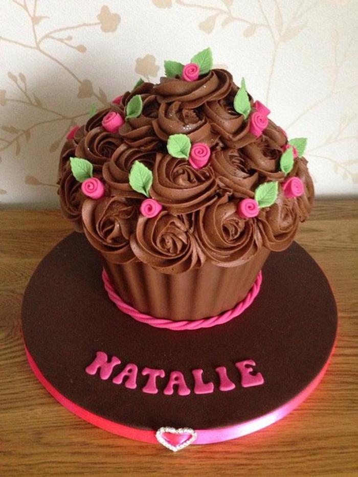 Chocolate n Roses Giant Cupcake