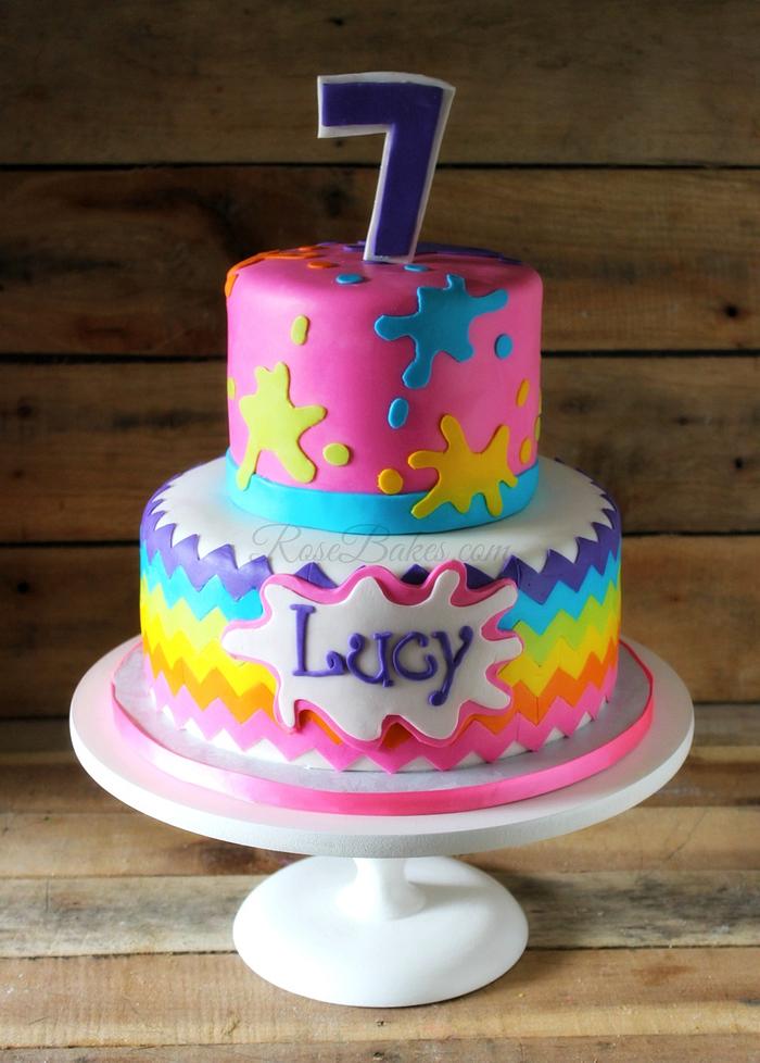 Rainbow Chevron Paintiing Party Cake