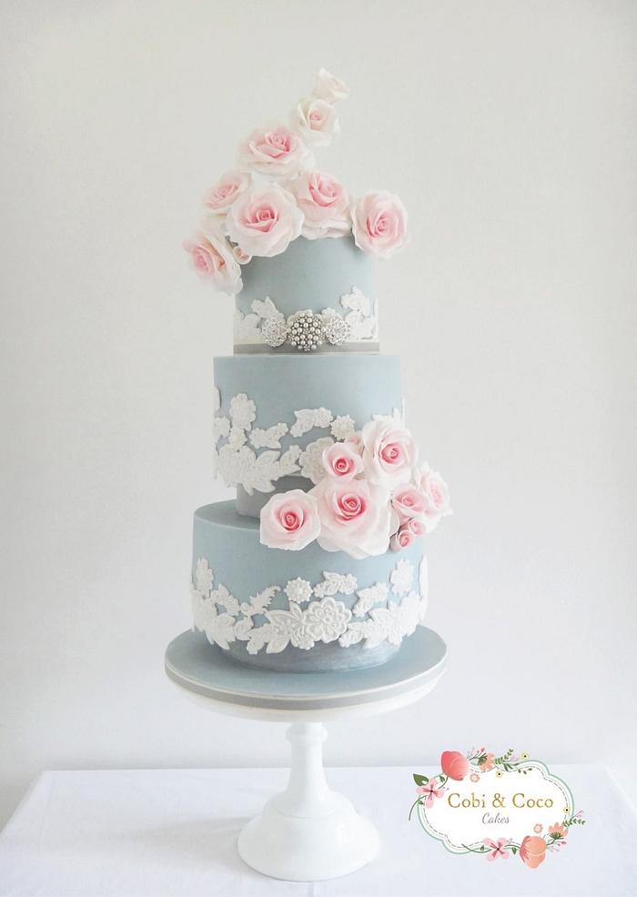 Wedgwood Blue Wedding Cake