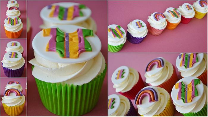 modern colourful bright baby shower cupcakes
