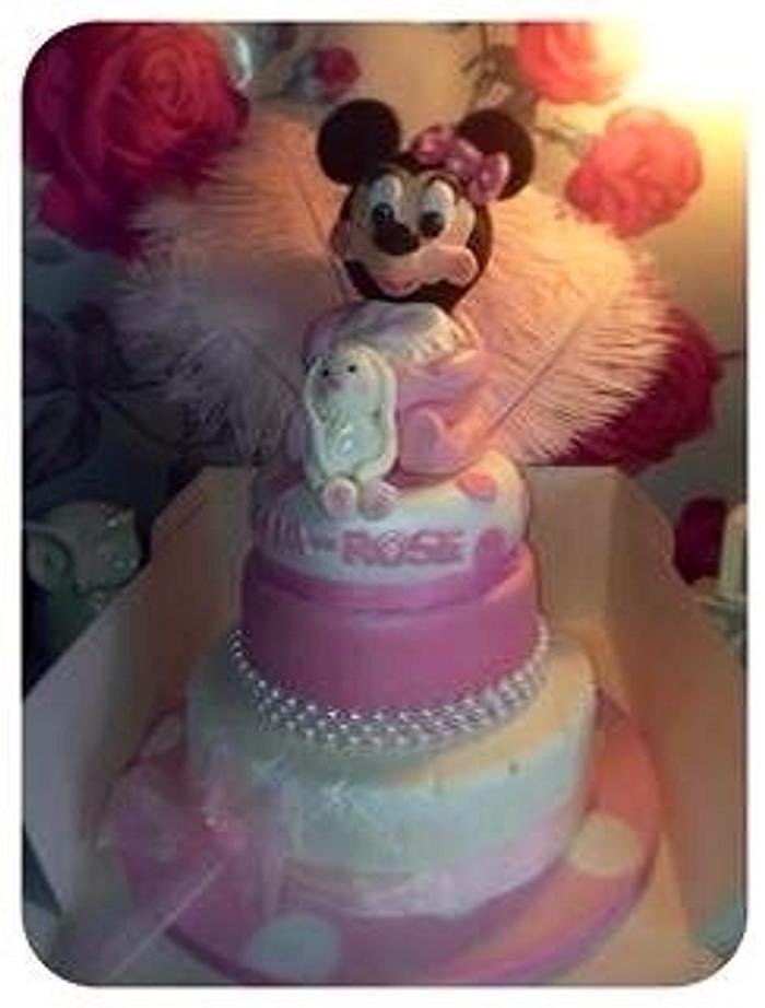 3 tier Minnie mouse christening cake