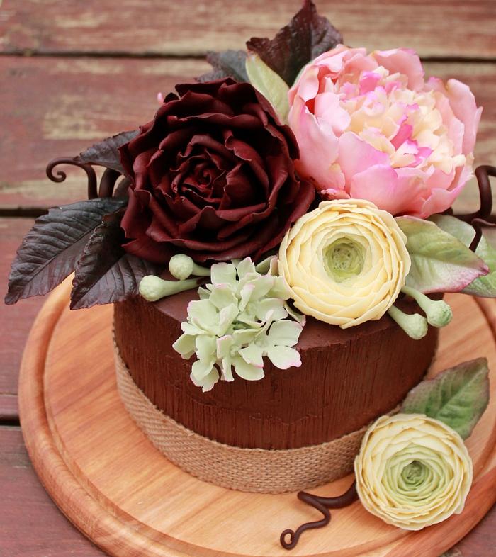 Chocolate flowers & cake 