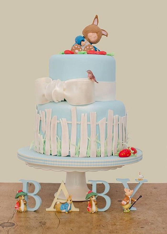 Peter Rabbit Inspired baby shower cake