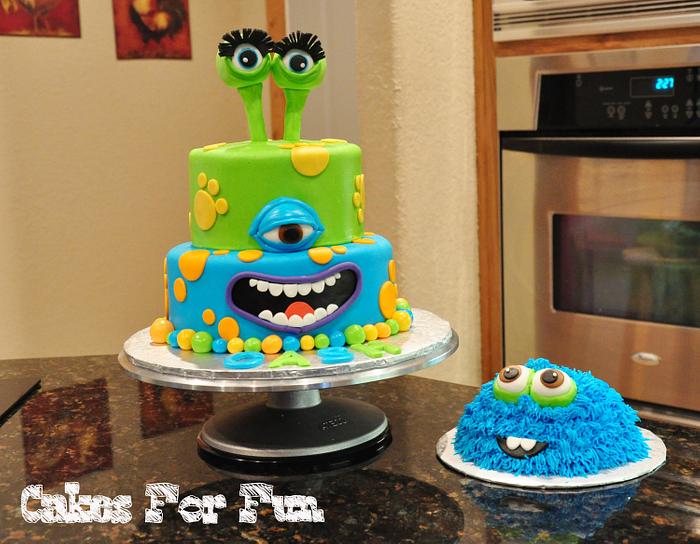 Monster Birthday Cake with Smash Cake