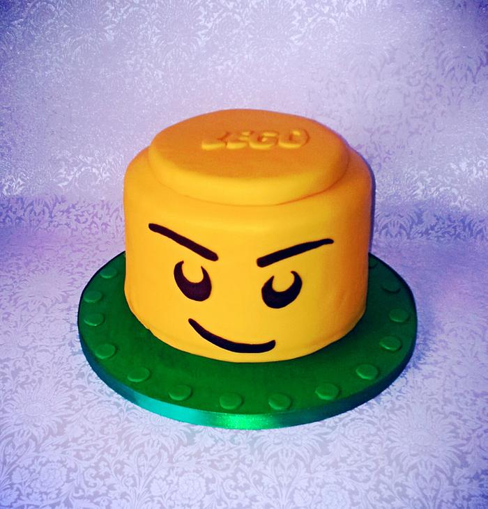 Lego Head birthday cake