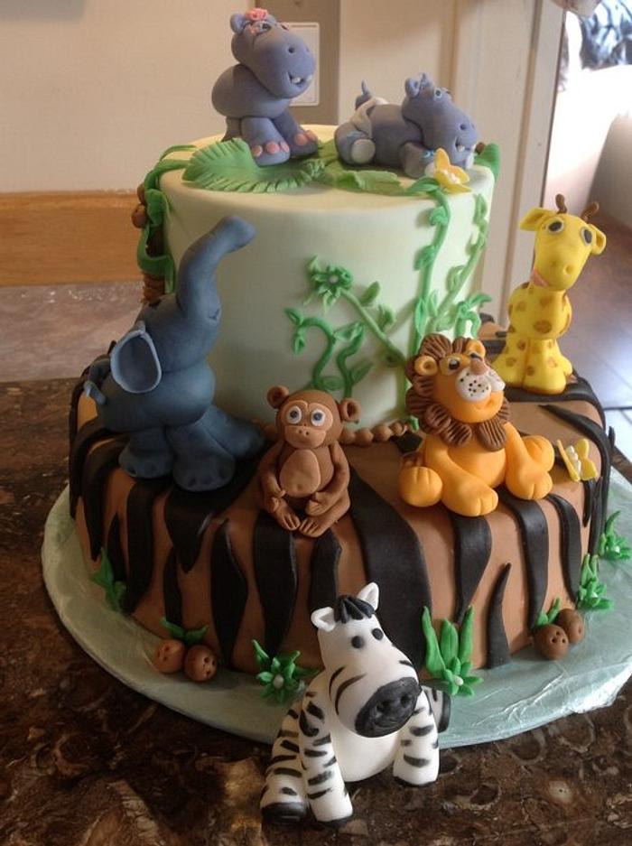 oh baby safari baby shower cake