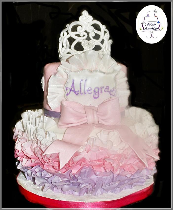 My Princess - Tiara Cake with wafer paper ruffles 