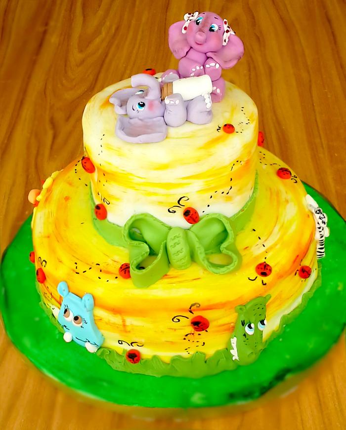 Safari christening cake