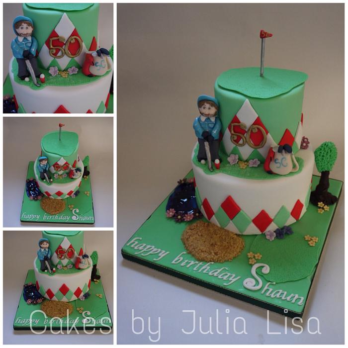 Novelty Golf themed 50th birthday cake