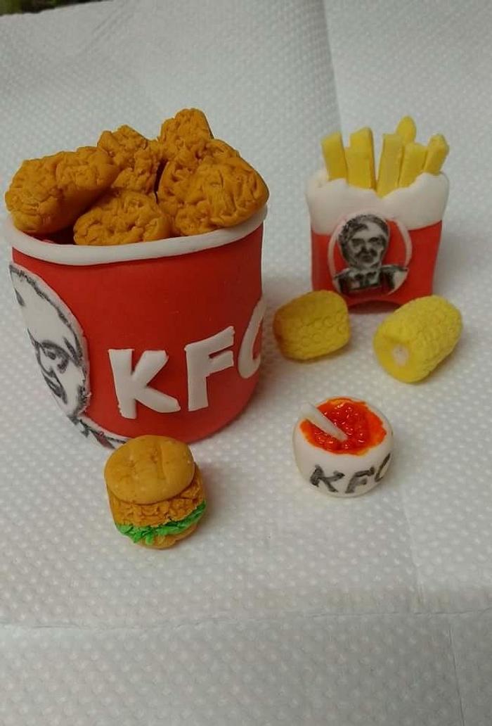 Miniature fondant KFC models.
