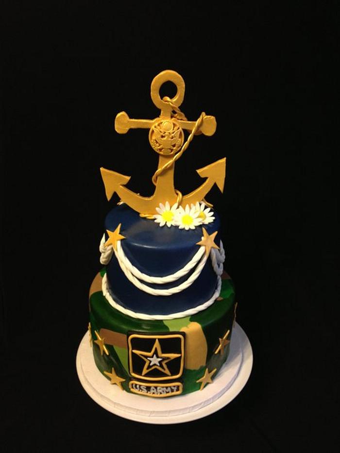 Navy, Army birthday cake