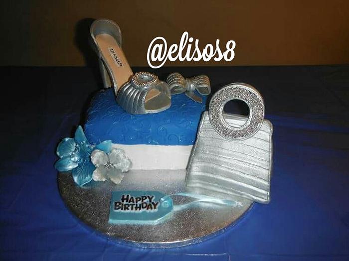 Silver High Heel & Purse Cake