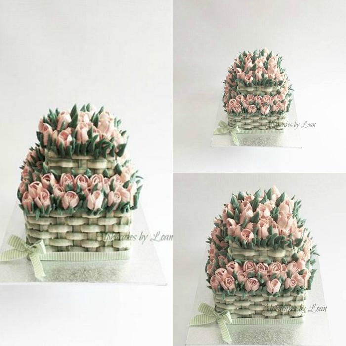 Buttercream Basket of flowers cake