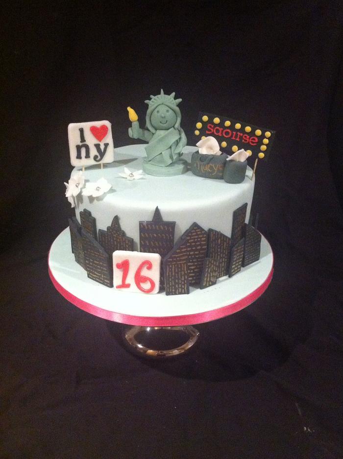New York themes sweet 16th cake