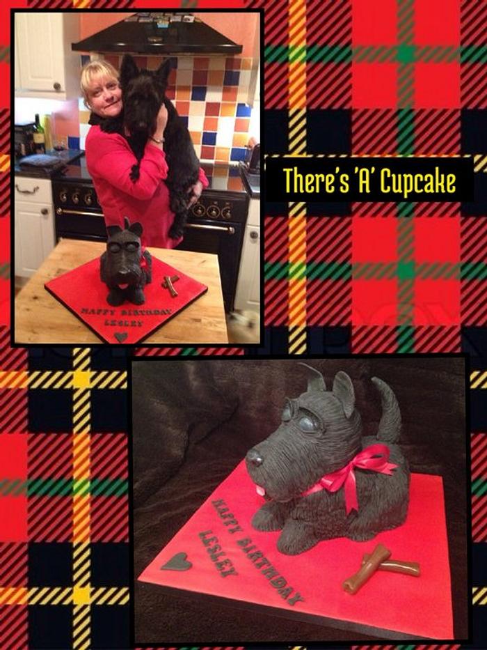 My lovely Friend and her Scotty Dog and Birthday Cake! 