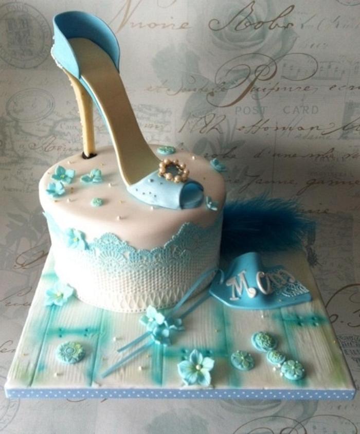 Teal Blue Shoe Lace cake