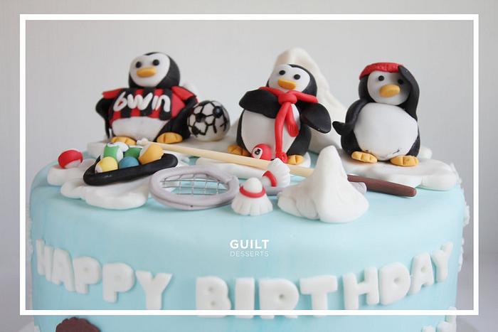 Sporty Penguins Birthday Cake