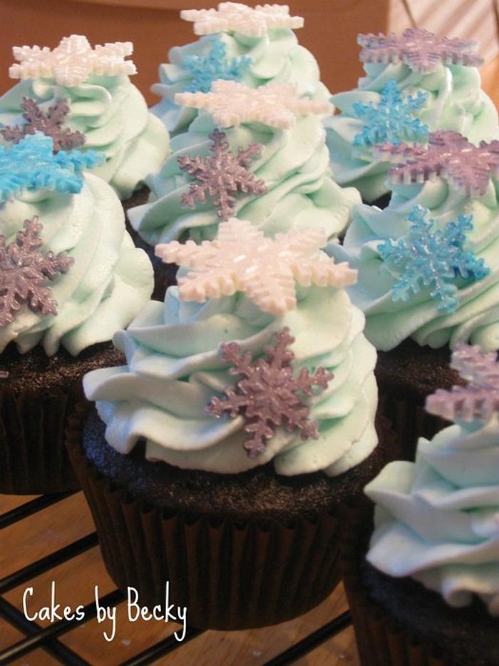 Jewel Tone Snowflake Cupcakes