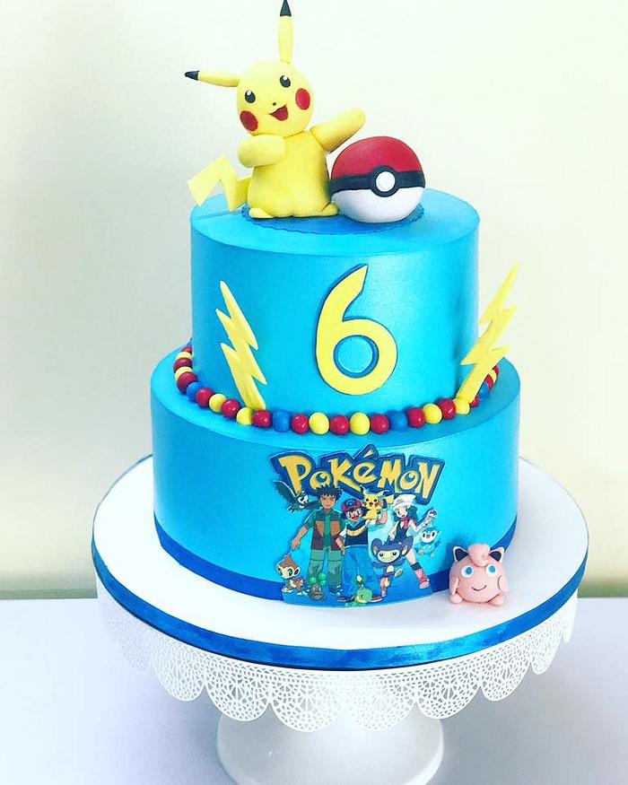 Pokemon theme cake - Decorated Cake by Ruby Rajagopal - CakesDecor