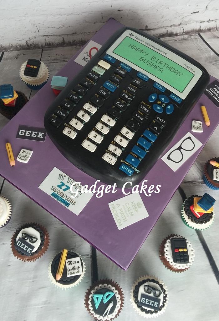 Scientific calculator cake & cuppies