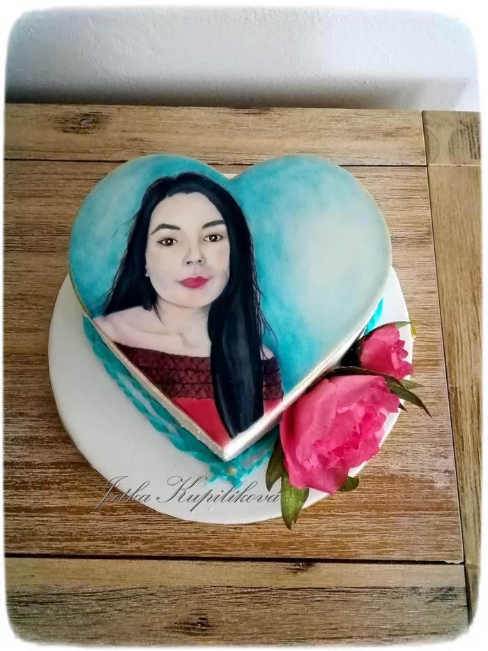Sweet cake portrait for a beautiful lady
