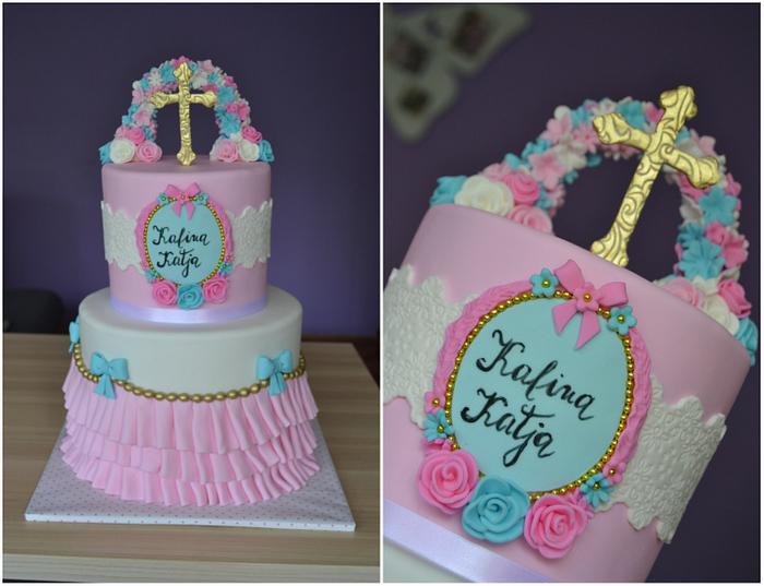 Pink and blue cake