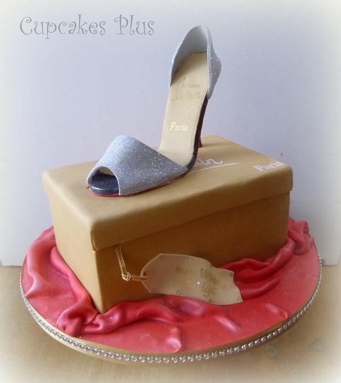 Louboutin shoe and box cake