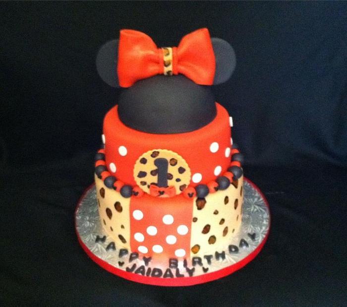 Minnie Mouse Leopard Print Cake