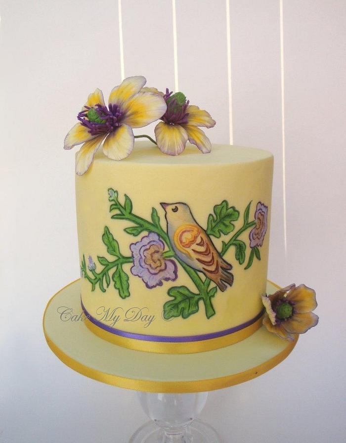 Painted bird cake