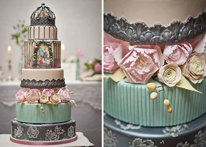 Elaborate Birdcage Wedding Cake with Sugar Peonies