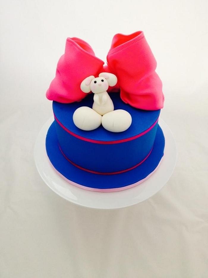 Bunny rabbit cake topper, girl baby shower cake
