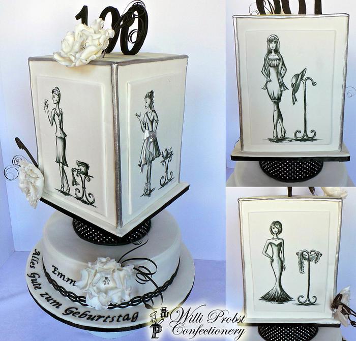 Fashion themed 100 years birthday cake