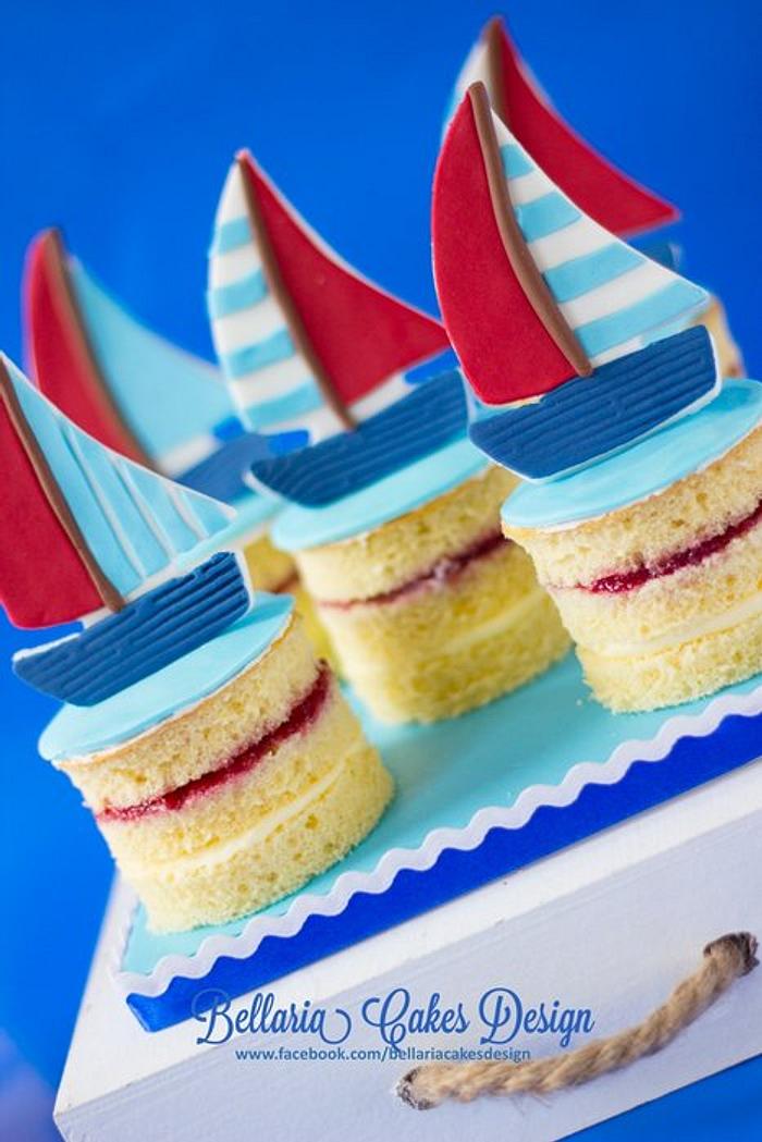 Sailboat mini "naked" cakes