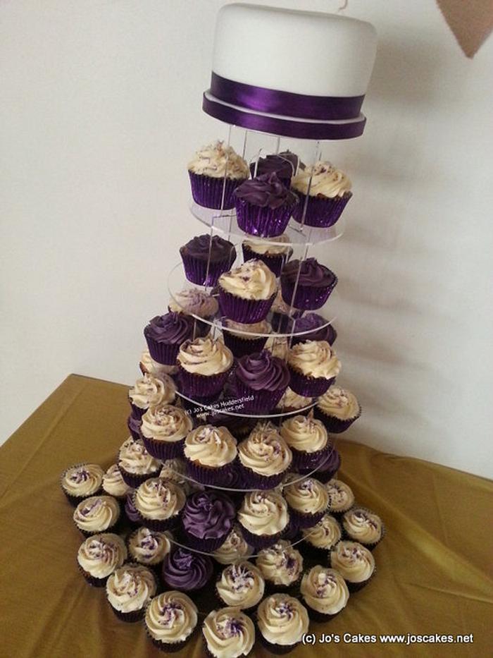 Cadburys Purple and Ivory Cupcake Tower