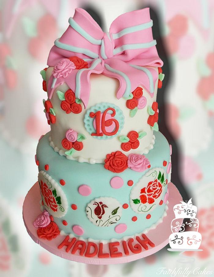 Shabby Chic Vintage 16th Birthday Cake