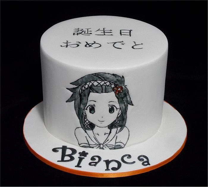 Hand painted Anime Japanese Cartoon Cake