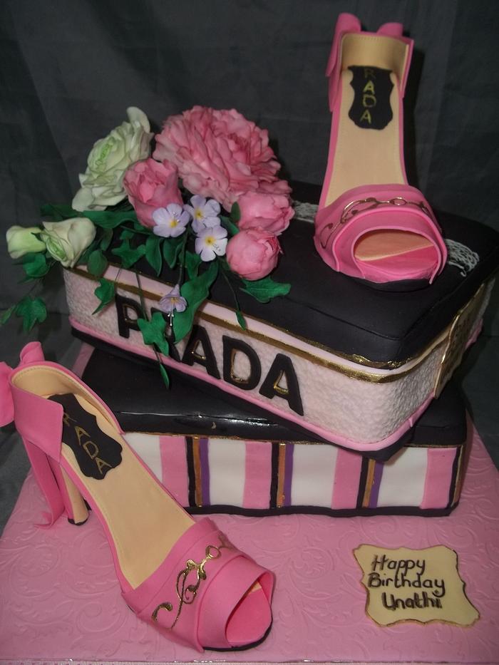 Prada shoebox and shoe cake