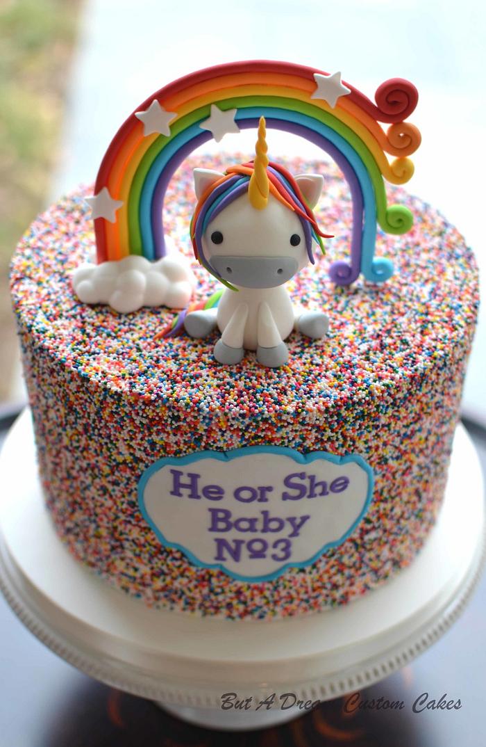 Unicorn Gender Reveal Cake
